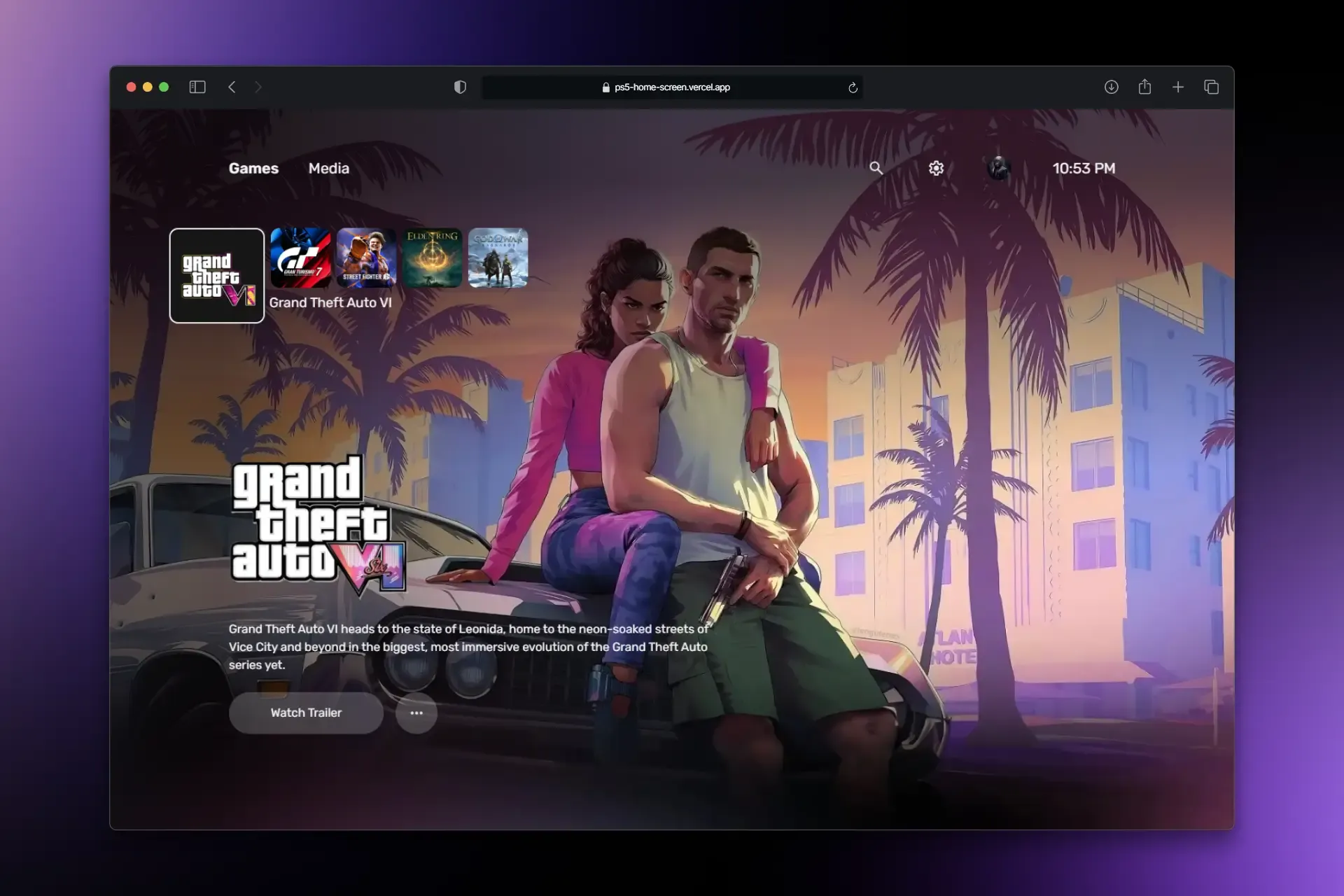 PS5 Home Screen